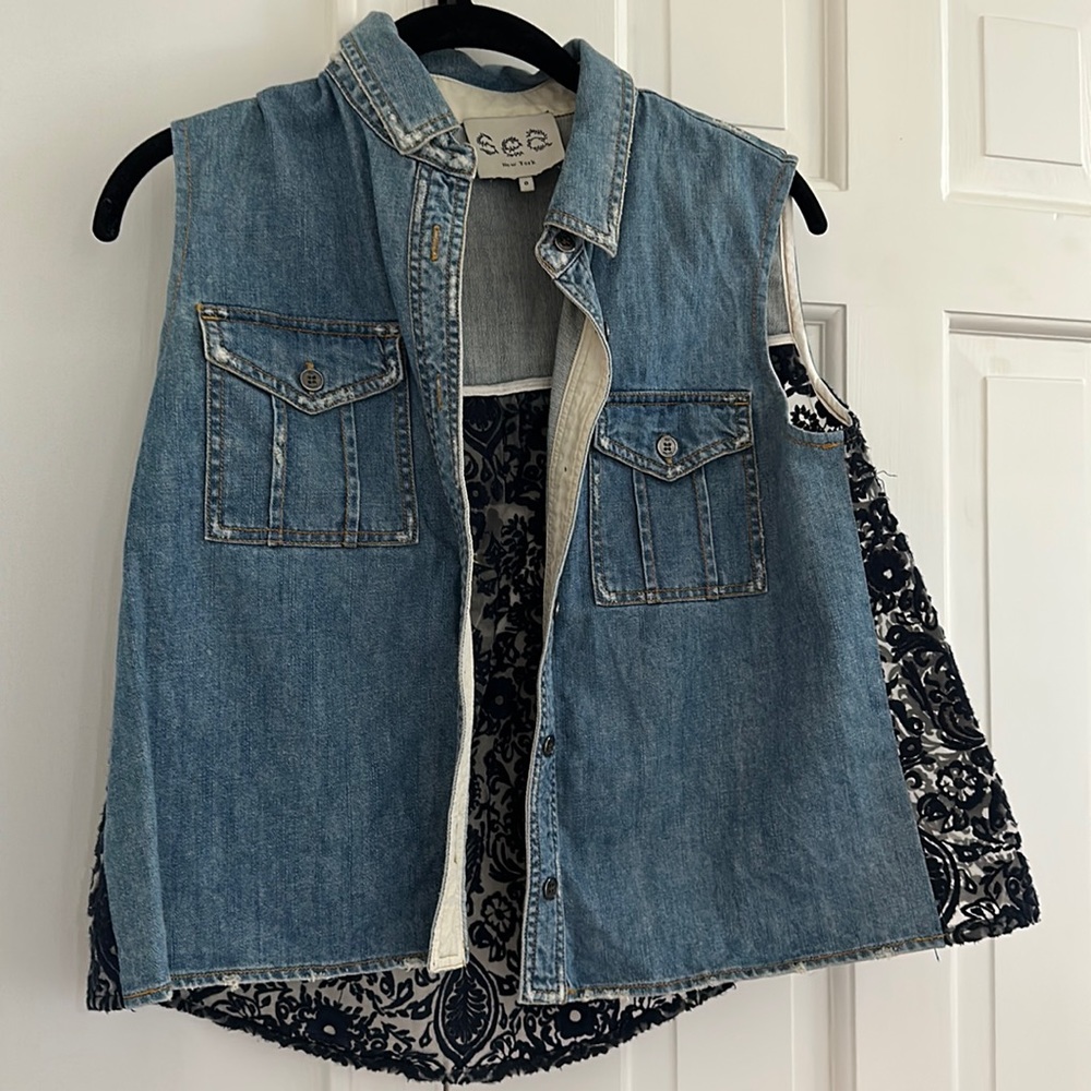 Sea New York denim and embroidered shirt or vest